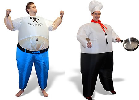 Inflatable Sumo Wrestler, Coach and Chef Costumes fatten you up Inflatable Coach and Chef Inflatable Sumo Wrestler, Coach and Chef Costumes fatten you up