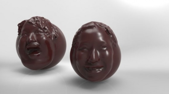 Display love for your lady by eating her 3d printed chocolate head this Valentine chocolate face 1 550x308 Display love for your lady by eating her 3d printed chocolate head this Valentine